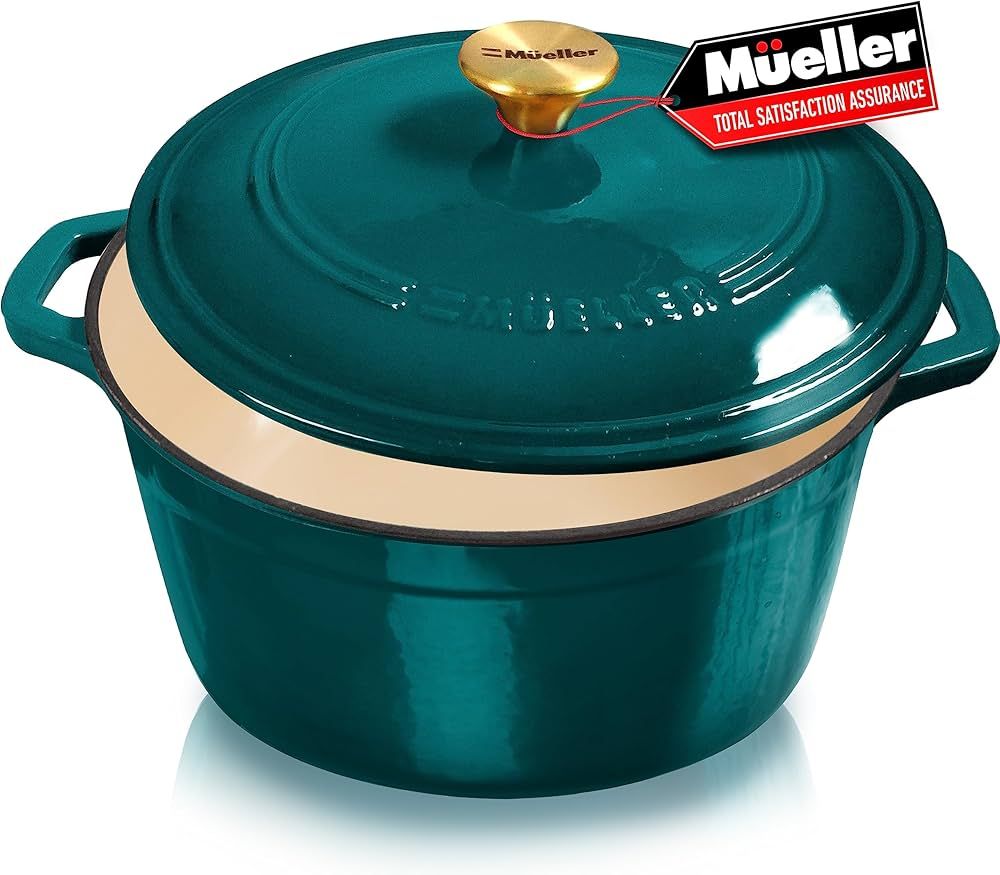 Mueller 6 Quart Enameled Cast Iron Dutch Oven, Heavy-Duty with Lid, Stainless Knob - For Baking, ... | Amazon (US)