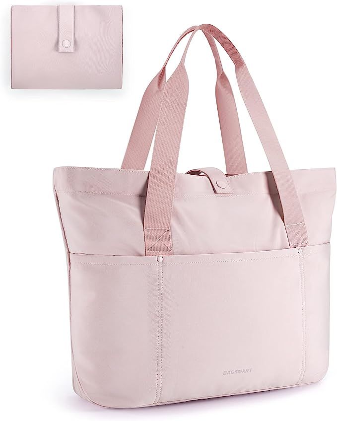 BAGSMART Tote Bag for Women, Foldable Tote Bag With Zipper Large Shoulder Bag Top Handle Handbag ... | Amazon (US)