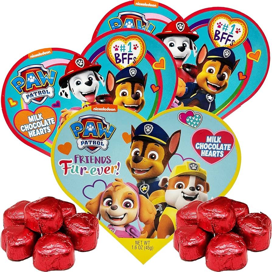 Valentine's Day Milk Chocolate Hearts Candy, 3 Pack Paw Patrol Heart Shaped Gift Box, Individuall... | Amazon (US)