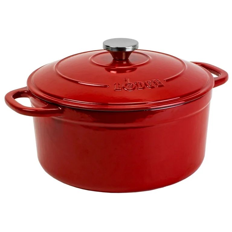 Lodge Cast Iron 4 Quart Enameled Cast Iron Dutch Oven, Red | Walmart (US)