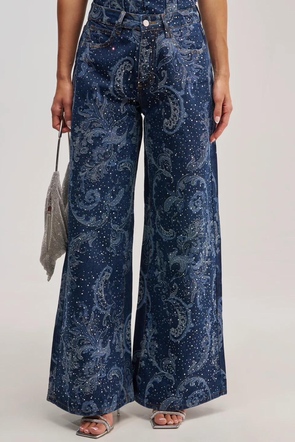 Rhinestone Wide Leg High Rise Jeans | AKIRA | AKIRA