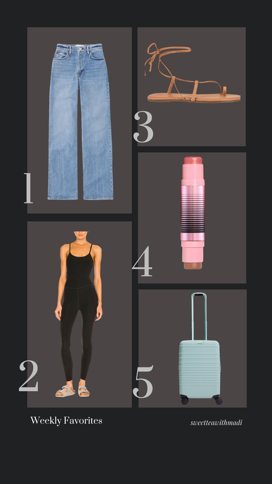 Our weekly favorites!

Revolve, dibs bodysuit, Beis, travel essentials, Abercrombie denim, Madi messer, sweetteawithmadi 

#LTKbeauty #LTKMostLoved #LTKstyletip