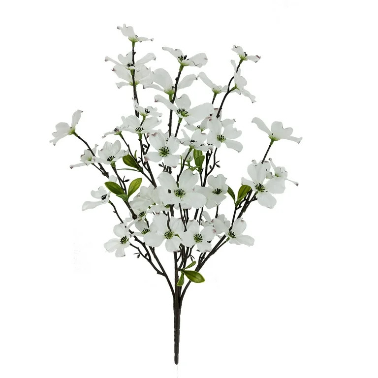Mainstays Indoor 22 in Artificial Polyester Dogwood Bush, White Color | Walmart (US)