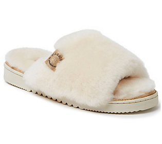 Fireside by Dearfoams Women's Shearling Slide S ipper - Cairns | QVC