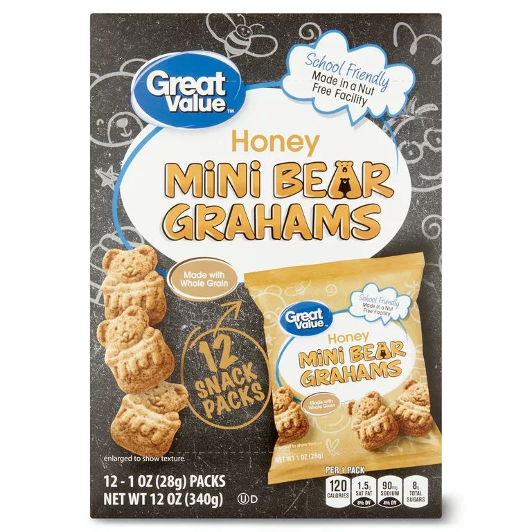 Great Value Honey Mini Bear Grahams, 12 oz, 12 Pack | Walmart (US)