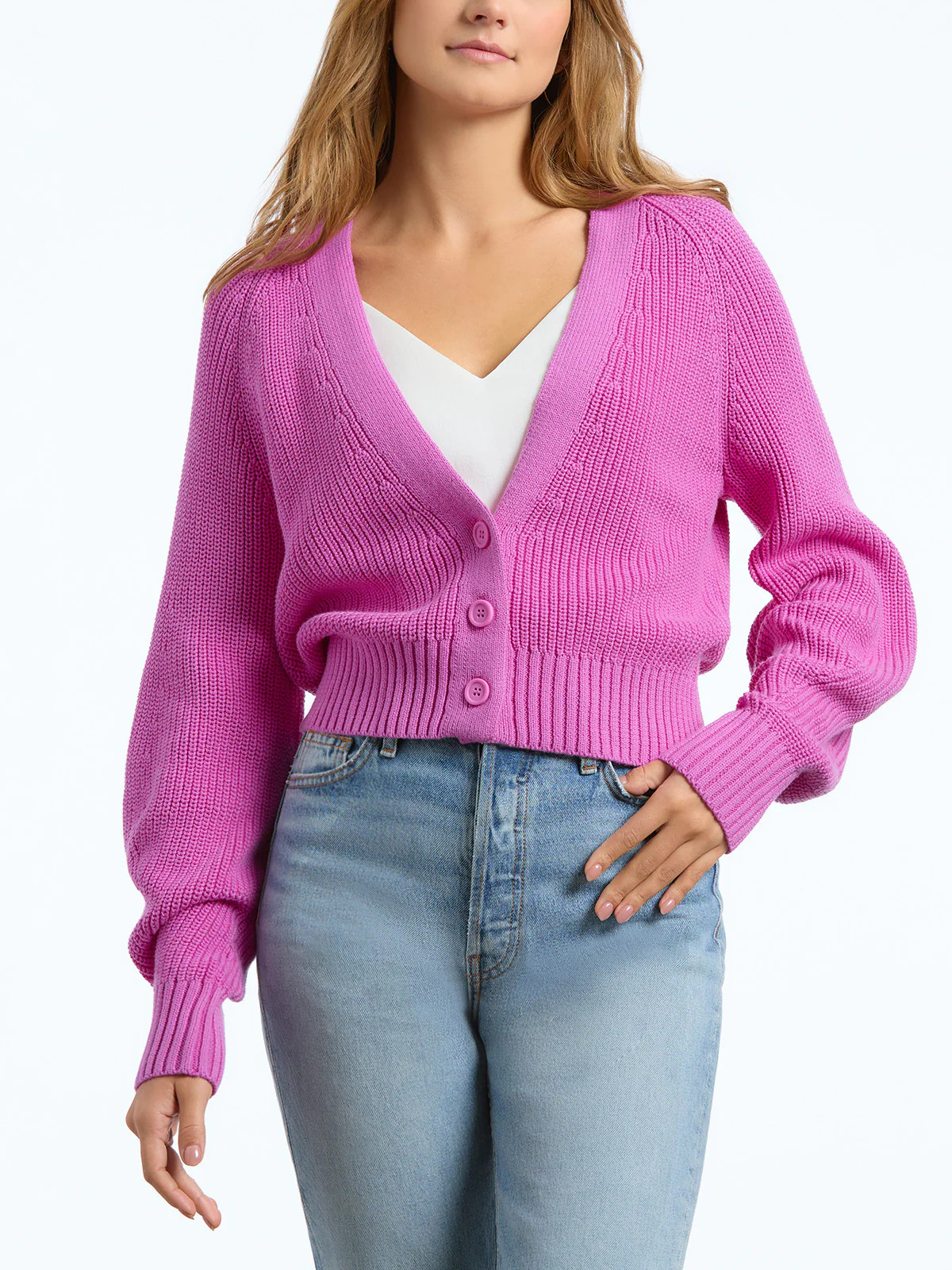Rumi: Cotton V-Neck Cardigan | 525 America