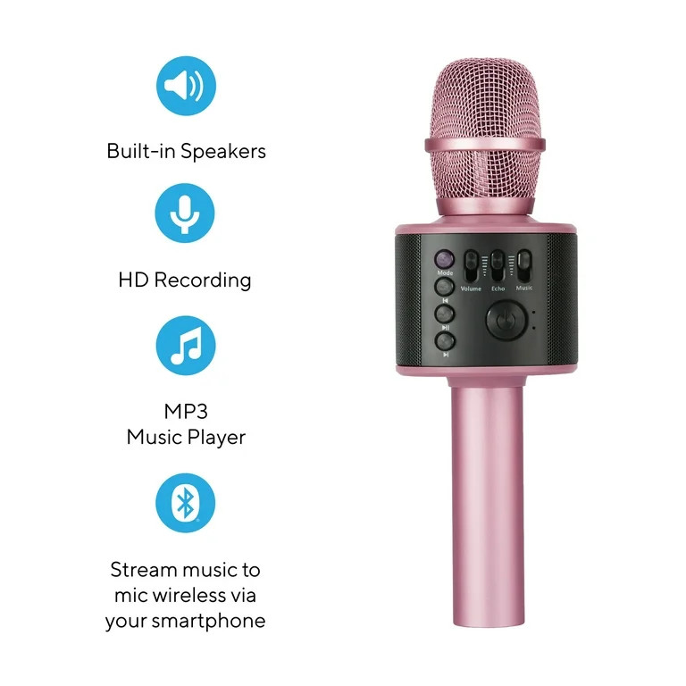Core Innovations Wireless Bluetooth Karaoke Microphone with Built-in Speakers + HD Recording | Ro... | Walmart (US)