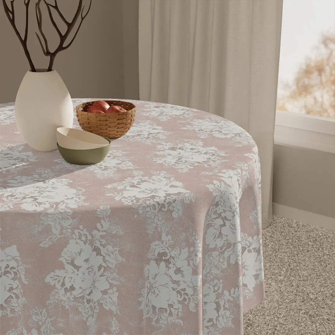 Floral Pink Lace Tablecloth: Elegant Polyester Dining Decor, Bridal Shower, Wedding - Etsy | Etsy (US)