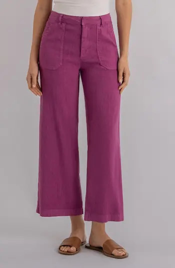 Topaz High Waist Crop Wide Leg Linen Blend Pants | Nordstrom
