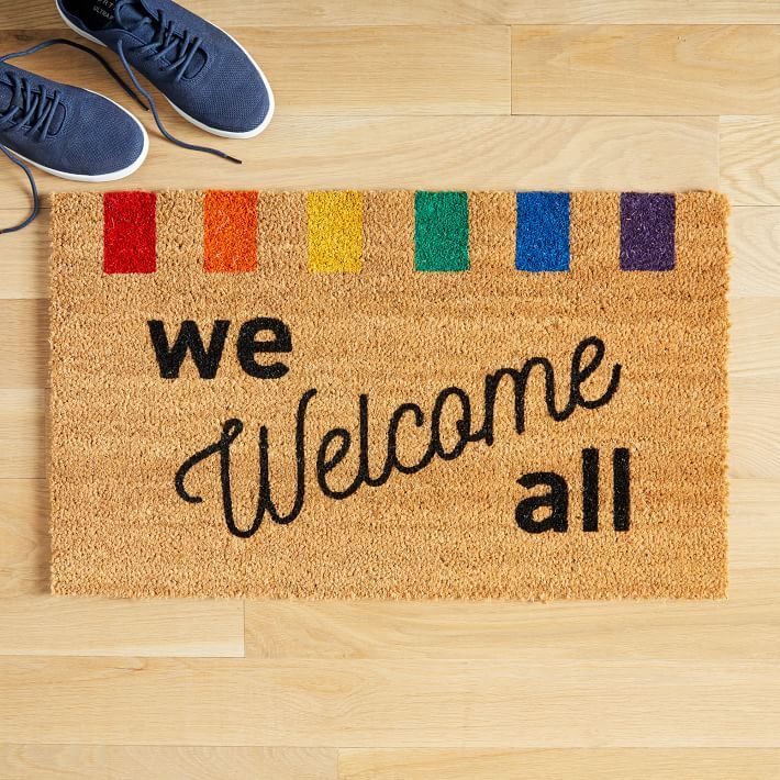 Nickel Designs Hand-Painted Doormat - We Welcome All | West Elm (US)