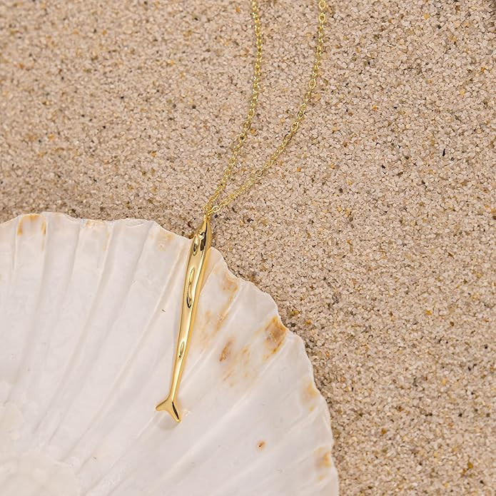 Gold Necklace for Women-14K Gold Plated Dragon,Shell, Palm Tree, Seahorse, Conch Shell,Sardines, ... | Amazon (US)