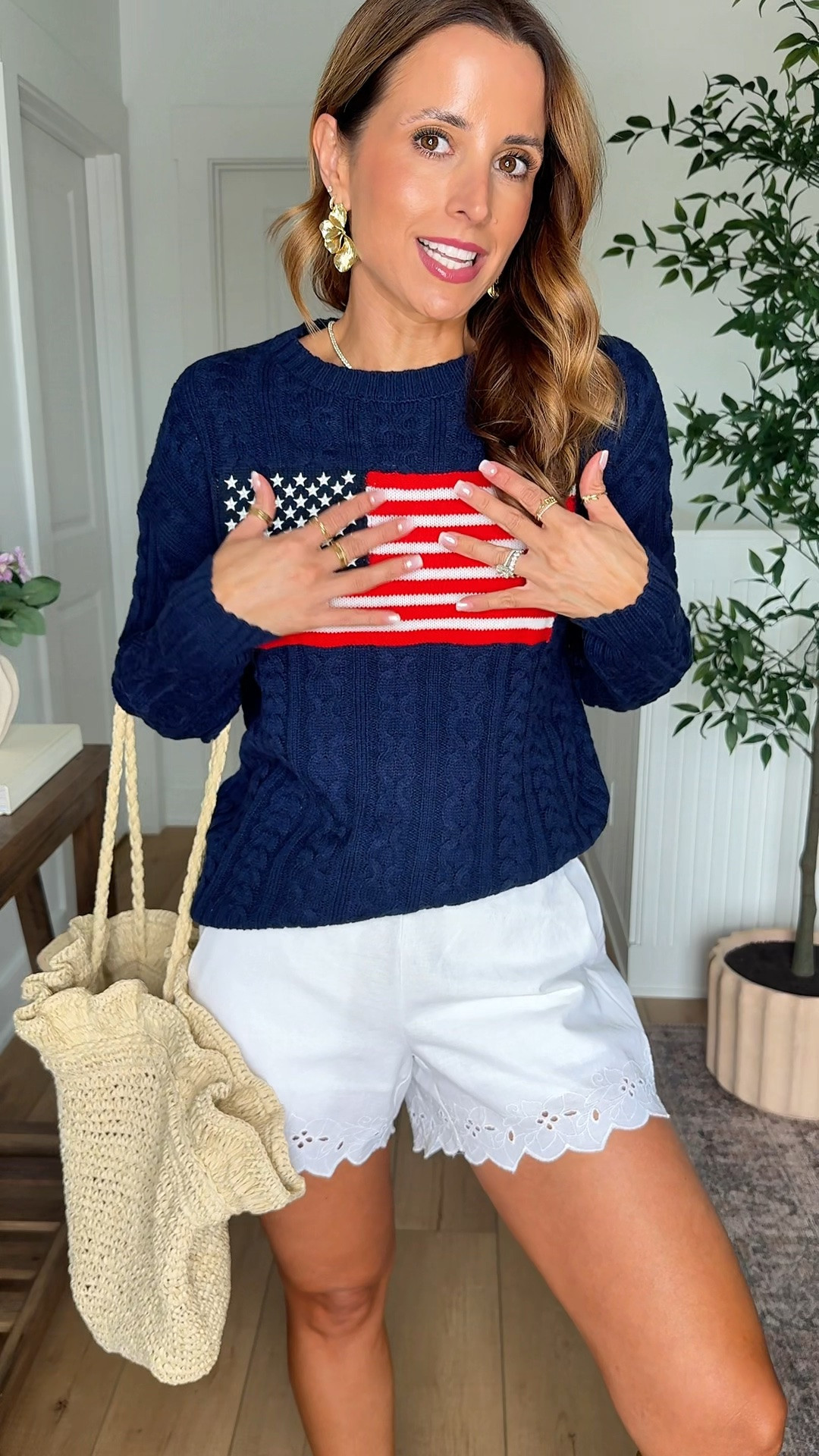 New arrivals at Target! American Flag sweater in XXS and white eyelet shorts in XS - could size down if in-between. Summer outfits. Resort wear. Vacation outfits. Summer outfits. Dinner date. Beach vacation. Cruise outfits. Festival outfits. Country concert outfits. Date night outfit. 4th of July outfits. Memorial Day weekend. BBQ outfits.

#LTKootd #LTKTravel #LTKSwim