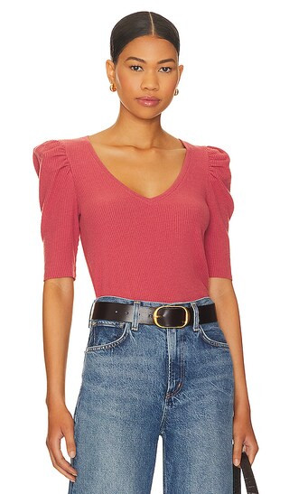 Nancy Puff Sleeve Sweater Tee in Rosehip | Revolve Clothing (Global)