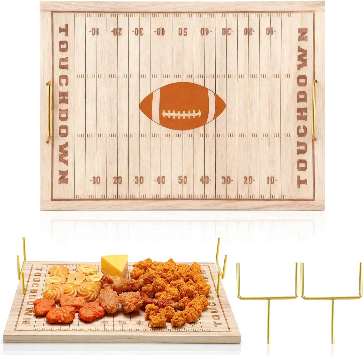 15.75 x 11.81 x 0.59 Inches Football Charcuterie Board, Natural Wood | Amazon (US)