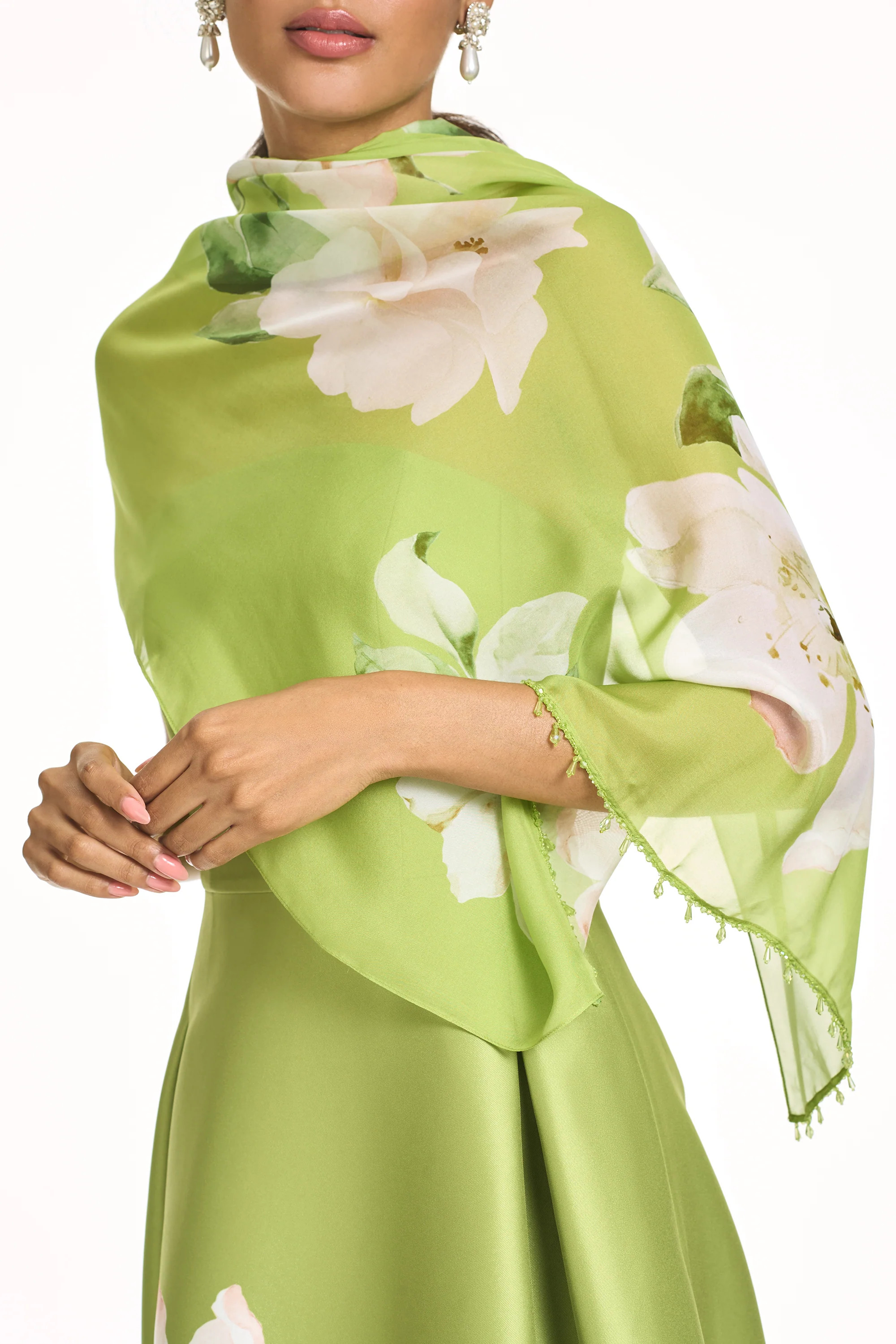 EMBELLISHED EMMY SCARF - PERIDOT SOIREE | Sachin and Babi