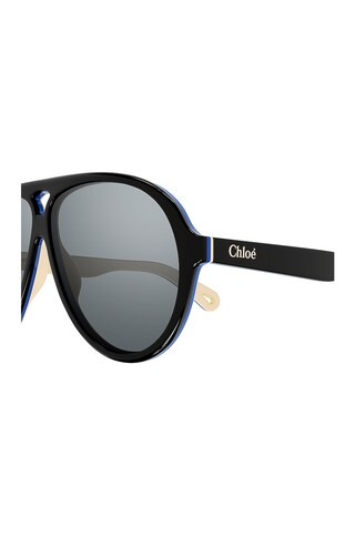 Jasper Pilot Sunglasses in Shiny Solid Trilayer Black, Blue, & Ivory | Revolve Clothing (Global)