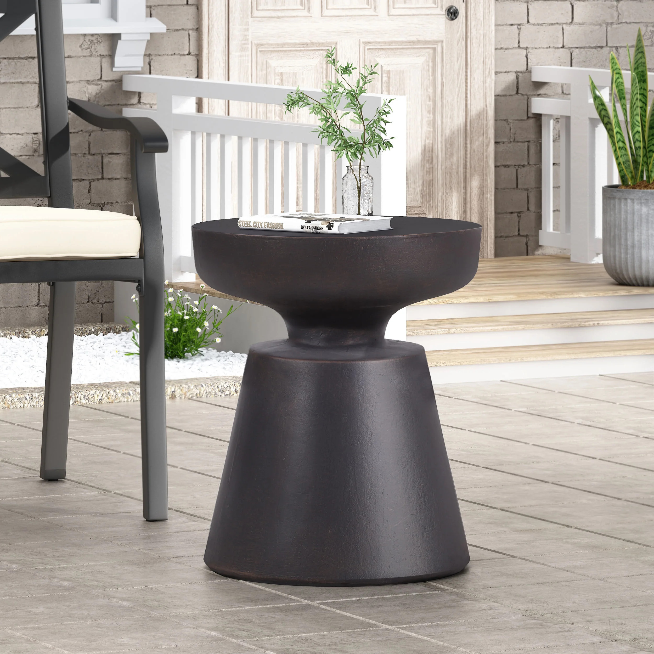 Olcott Lightweight Concrete Outdoor Side Table, Antique Copper | Walmart (US)