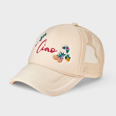 Girls' 'Ciao' Embroidered Baseball Hat - art class™ Cream | Target