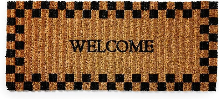 MACKENZIE-CHILDS Coir Double-Door Entrance Mat, 24x57, Welcome Checked | Amazon (US)