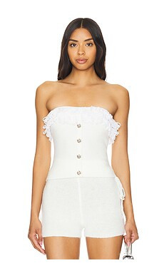 Zemeta Rosie Ruffle Knit Tube Top in White from Revolve.com | Revolve Clothing (Global)