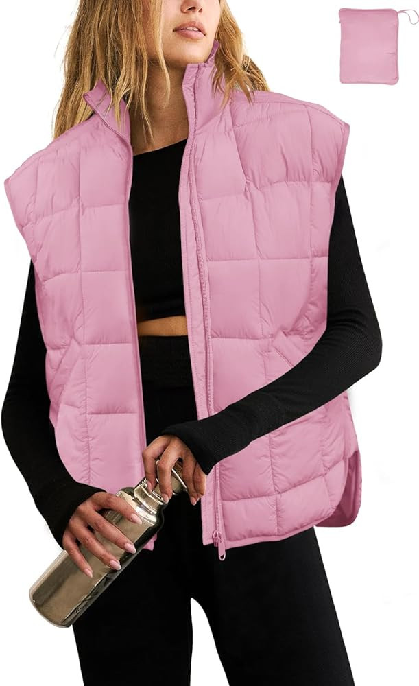 LAMISSCHE Womens Cropped Puffer Vest Oversized Zip Up Quilted Jackets Packable Padded Gilet Puffy... | Amazon (US)