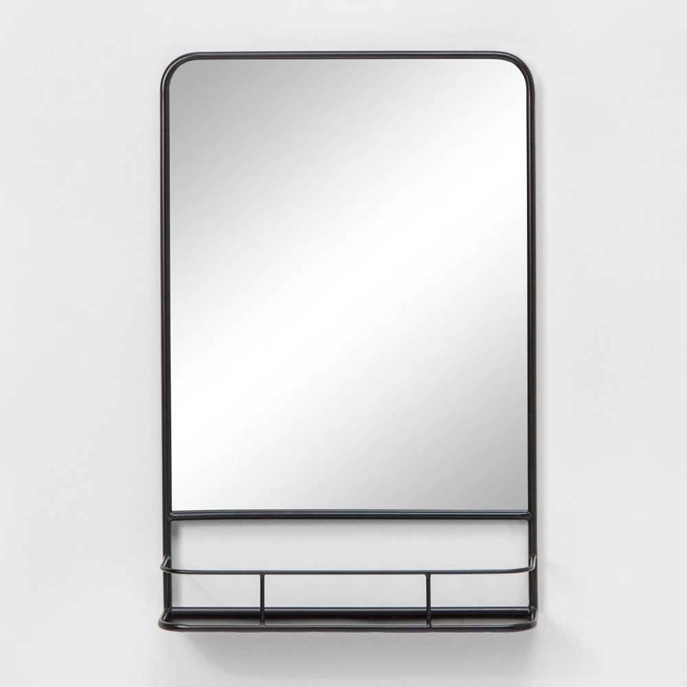 20""x30"" Pharmacy Mirror with Metal Shelf Black - Threshold | Target
