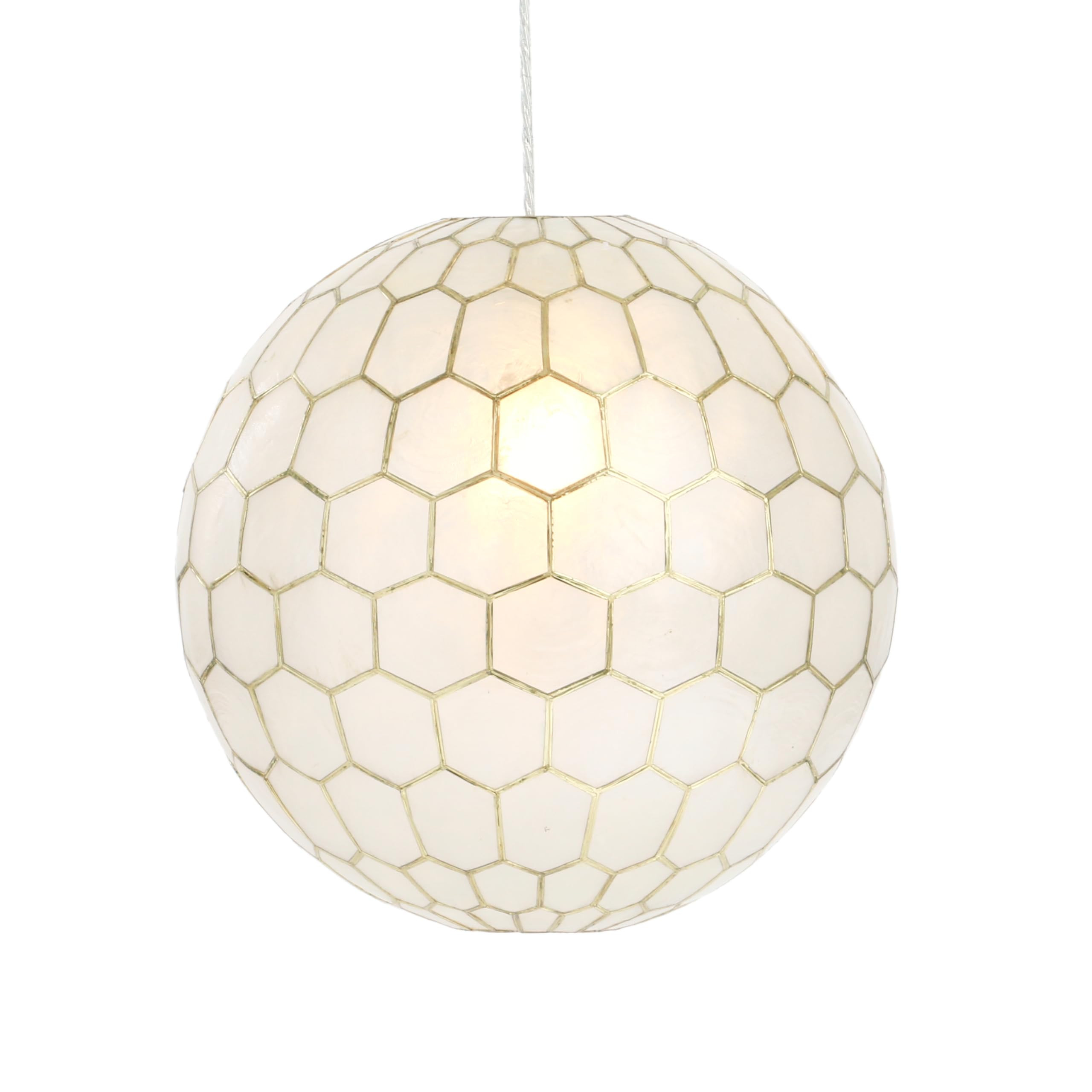Creative Co-Op Capiz Honeycomb Globe Pendant Light, Capiz White Seashells with Antique Gold | Amazon (US)