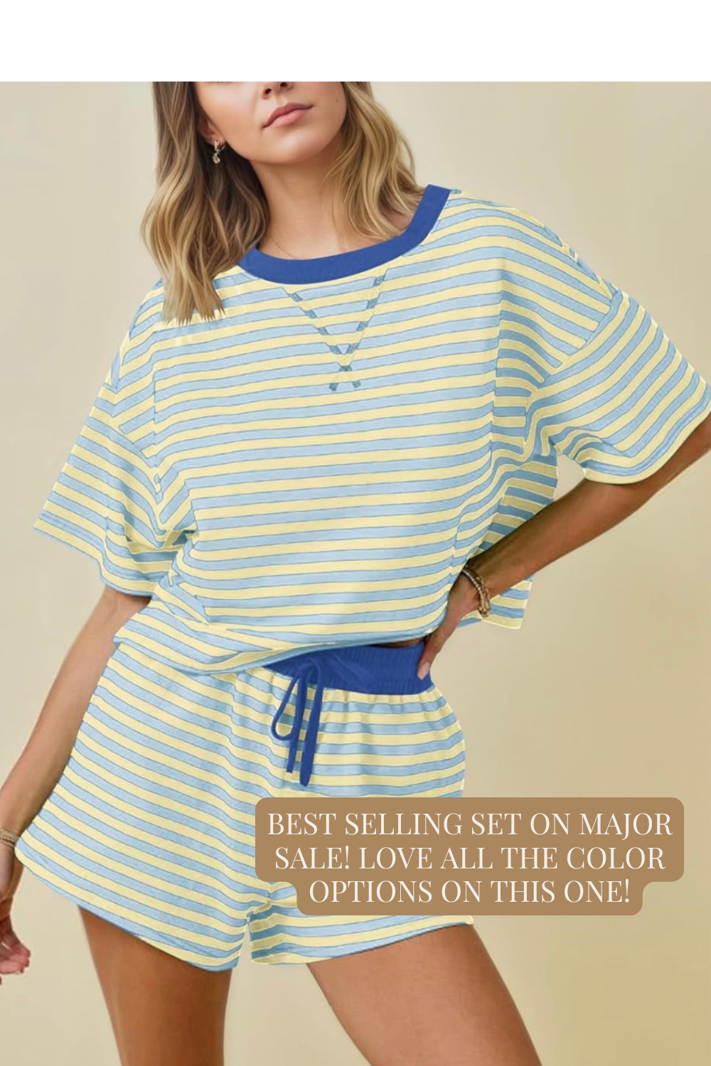 MISSACTIVER Womens Lounge 2 Piece Sets Summer Striped Matching Pajamas Set Short Sleeve Oversized T Shirts Drawstring Shorts
 

 #LTKmomlife #LTKActive #LTKSaleAlert