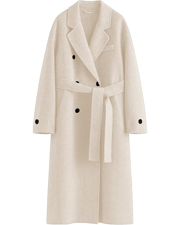 Peaceglad Womens Pea Coats Fall Long Trench Coat Double Breasted Button Down Lapel Belted Peacoat | Amazon (US)