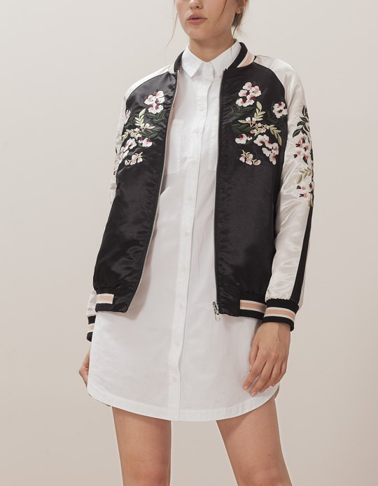 Reversible bomber jacket with embroidery detail | Stradivarius (UK)