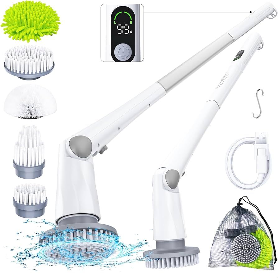 Electric Spin Scrubber, Smart Variable Speed Cordless Cleaning Brush with 5 Replaceable Heads, IP... | Amazon (US)