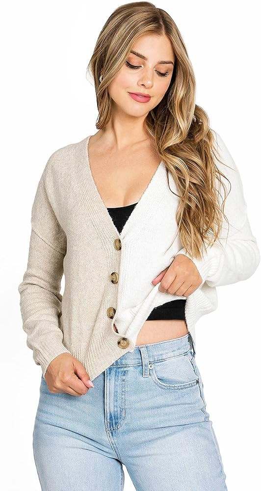 Love Tree Women's Color Block Crop Cardigan Sweater | Amazon (US)