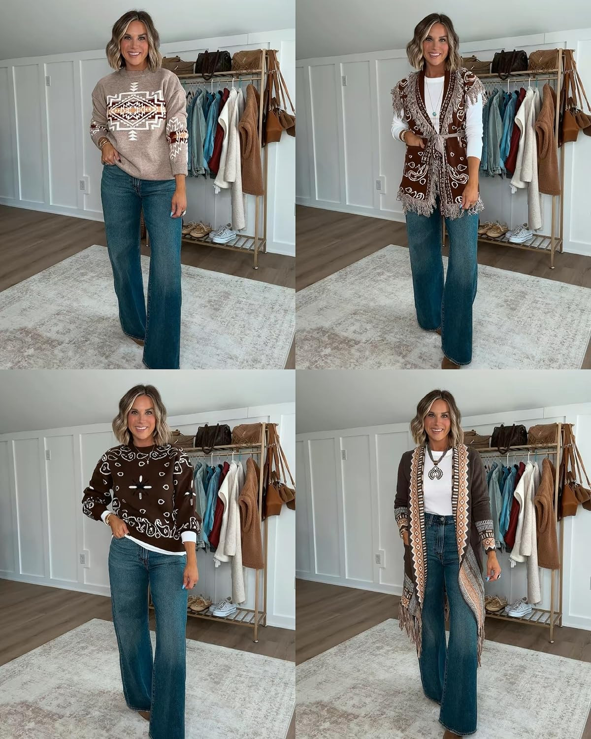 Apparently we’re all dressing like we have a ranch in Montana this fall… and I fully support it. 🤠🔥 I am 5'6 142lbs wearing size 29 jeans, size small top, sweaters all size small, shoes run true to size  

 #LTKootd #LTKmomlife #LTKSeasonal
