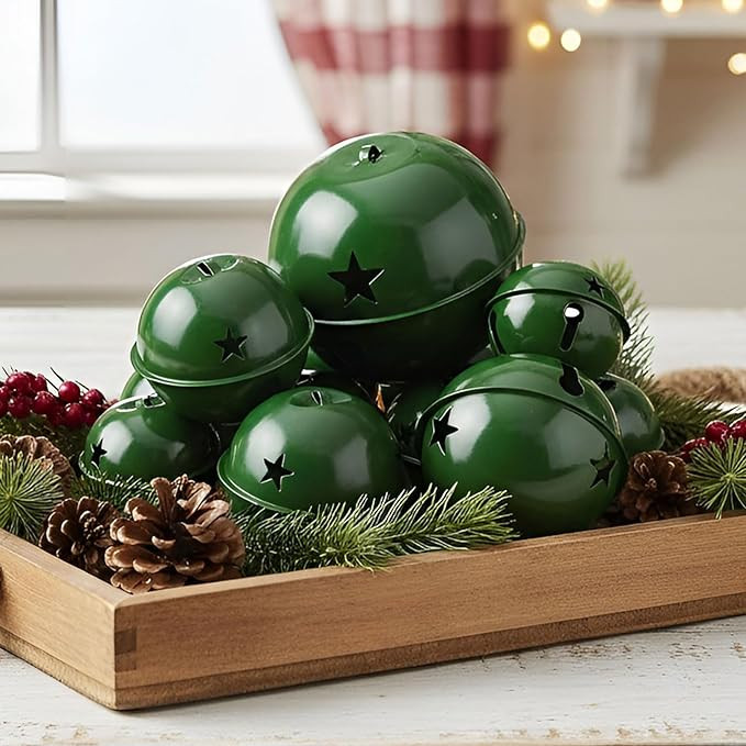Zhengmy 12 Pack Large Size Christmas Star Cutout Bells Ornament Jumbo Vintage Rustic Metal Sleigh... | Amazon (US)