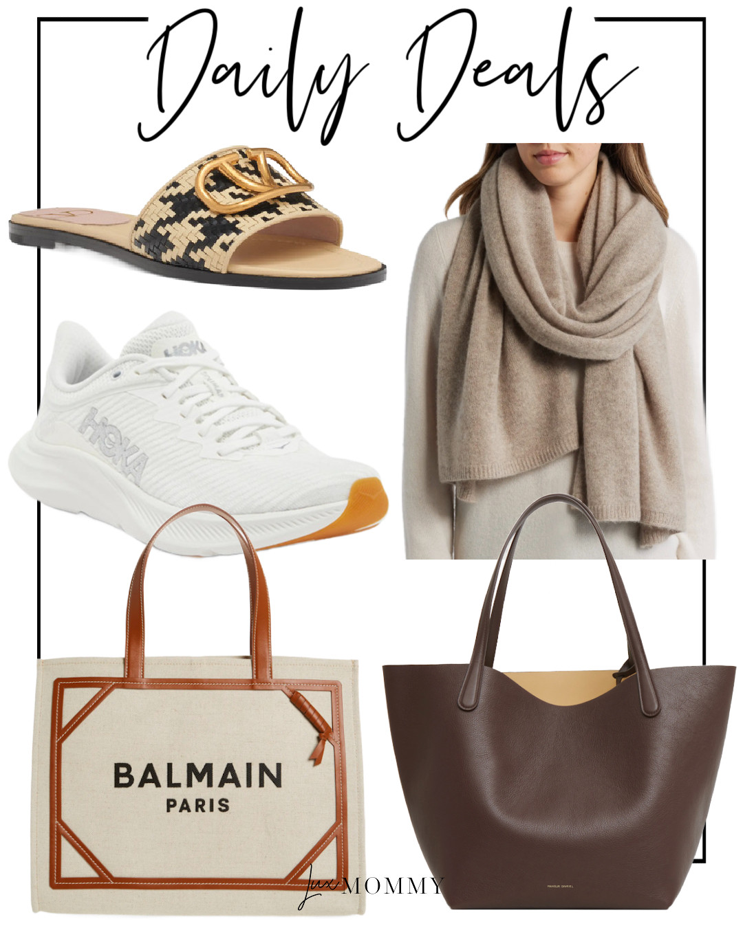 Daily Deals, Deals of the day!!
Valentino Garavani, VLOGO Slide Sandal, Balmain, Monogram Shopper, Mansur Gavriel, Soft Leather Tote, Cashmere Scarf, Hoka Running Shoe  

 #LTKGiftGuide #LTKmomlife #LTKActive
