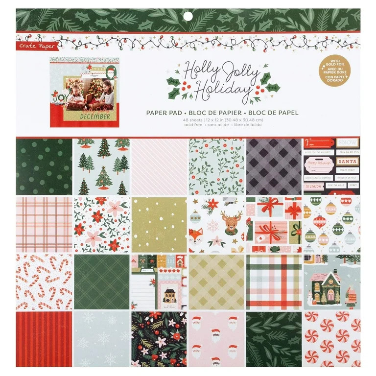 Crate Paper Holly Jolly Paper Pad 12"X12"-48 Sheets - Walmart.com | Walmart (US)