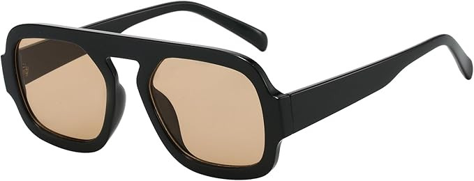 Trendy Square Aviator Sunglasses for Women Flat Top Designer Stylish Frame Sun Glasses Vintage Sh... | Amazon (US)