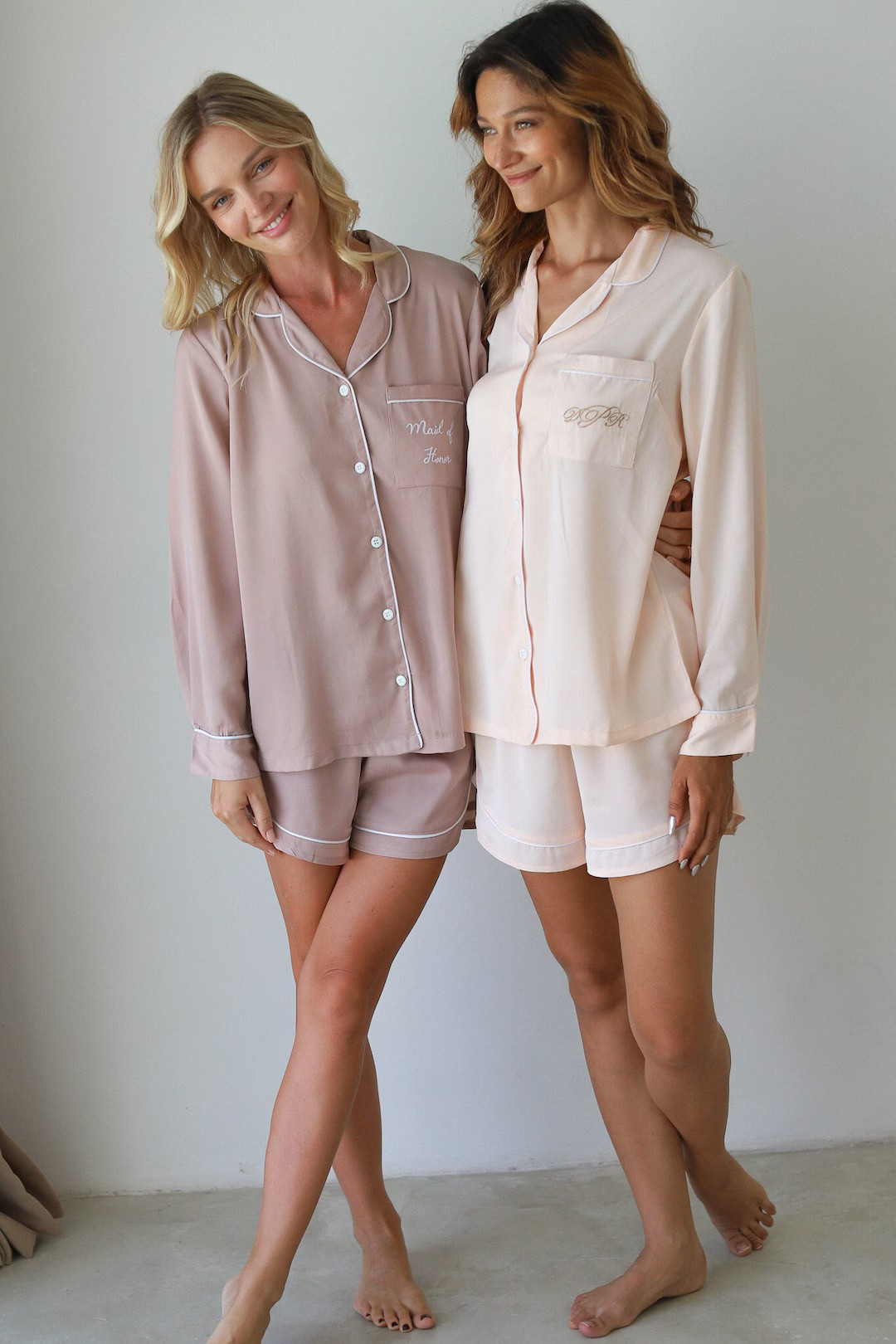 Silky Bridesmaids Pajamas Bridesmaids Pjs Personalized Gifts for Women Short Pajamas Bridal Party... | Etsy (US)