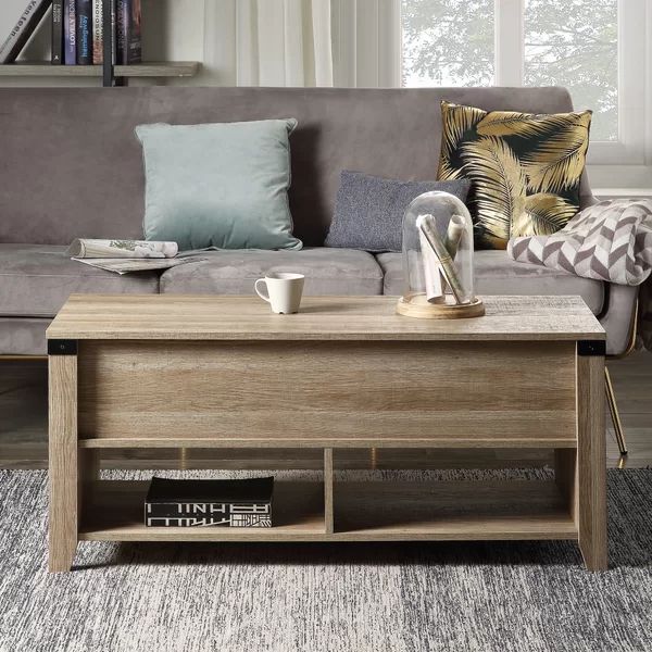 Multipurpose Lift Top Wooden Coffee Table With Storage And Open Shelf | Wayfair Professional