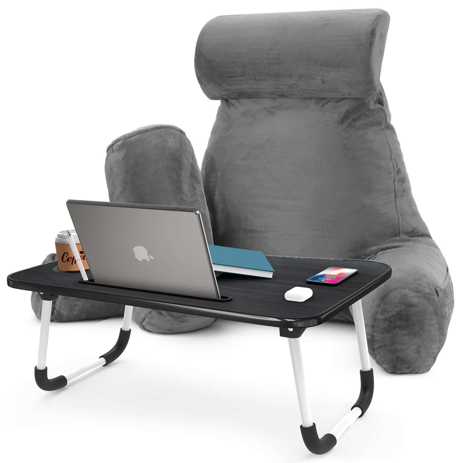 Nestl Reading Pillow with Portable Laptop Lap Desk - Shredded Memory Foam Back Support Pillow for... | Amazon (US)