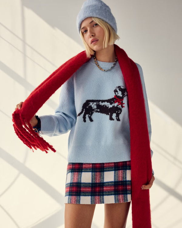 Women's The A&F Madeline Dog Crew Sweater | Women's Home for the Holidays | Abercrombie.com | Abercrombie & Fitch (US)