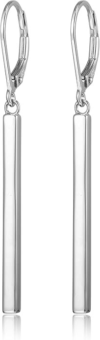 Amazon Collection 18K Yellow Gold or 14K Rose Gold Over Sterling Silver Bar Drop Earrings | Amazon (US)