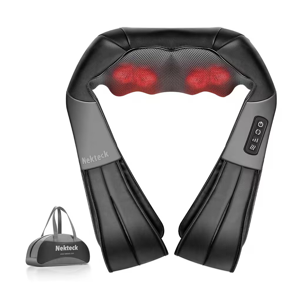 Nekteck - Shiatsu Neck and Back Massager With Bag - Black | Best Buy U.S.