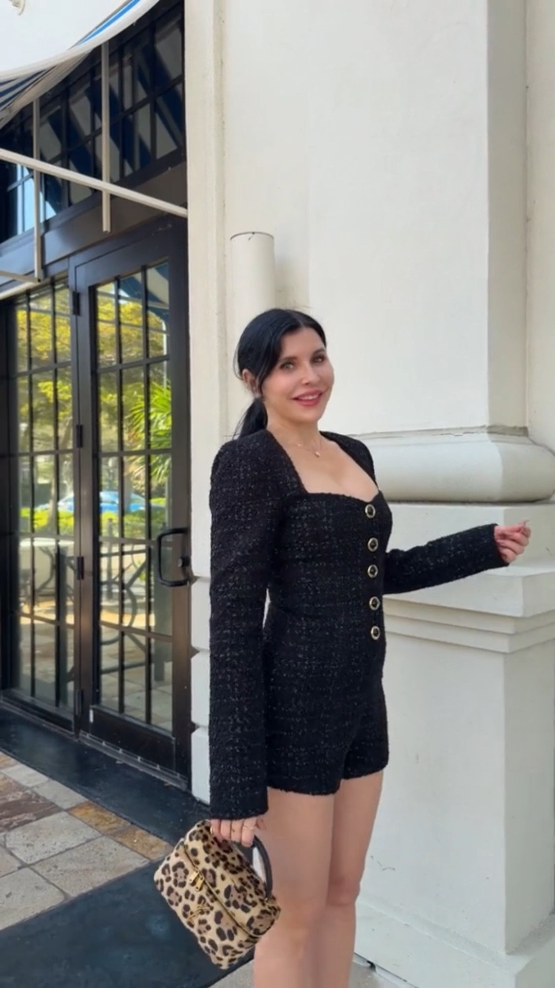 Black metallic tweed romper 

#LTKSeasonal #LTKootd #LTKgrwm