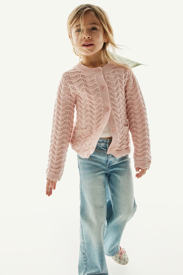 Pointelle-knit Cardigan - Pink - Kids | H&M US | H&M (US + CA)