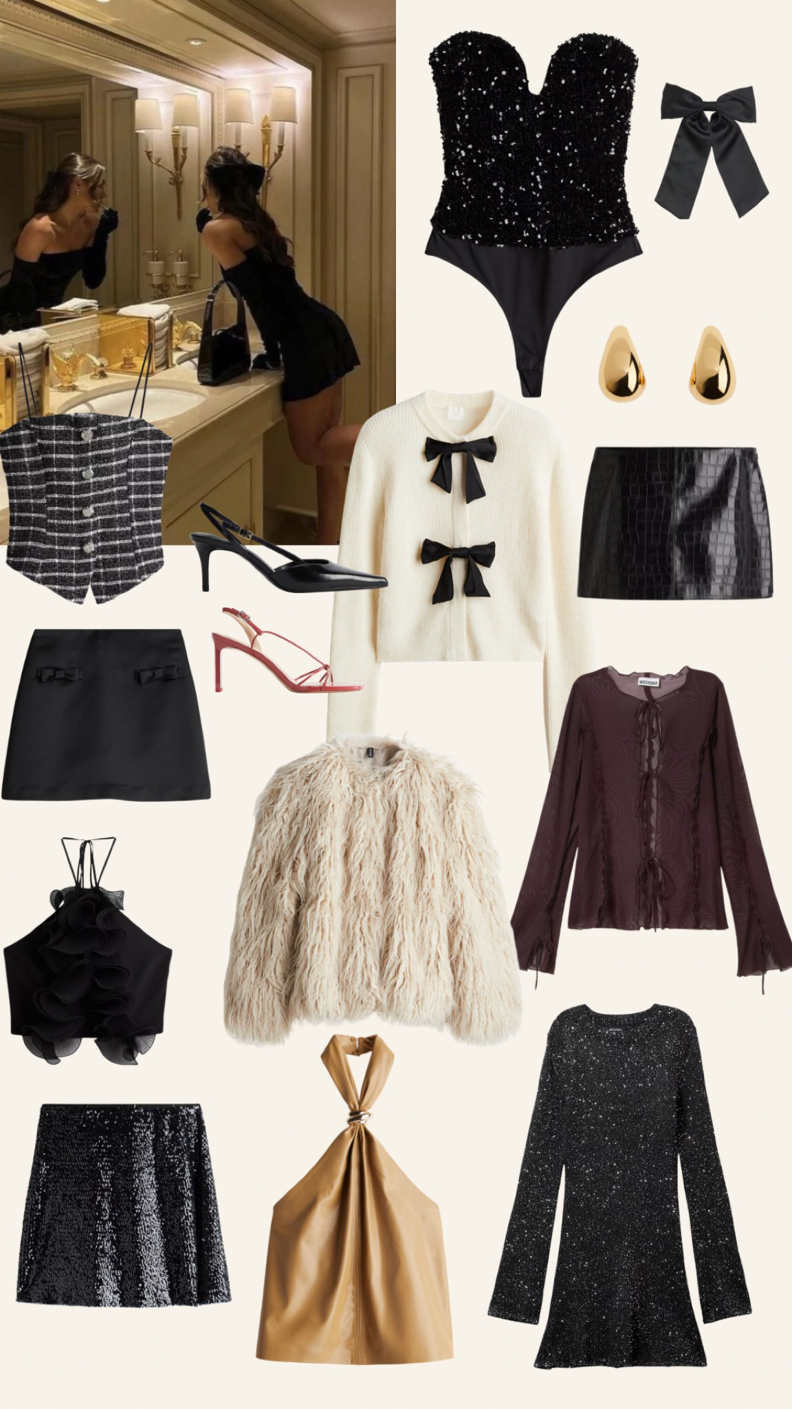 Christmas Party Outfit, Stylish Looks, Sequin Fashion, Dresses, Mini Skirt, Party Accessories, Blouse, Tops, Cardigans, Off-Shoulder Style

#LTKpartywear #LTKuk #LTKCyberWeek