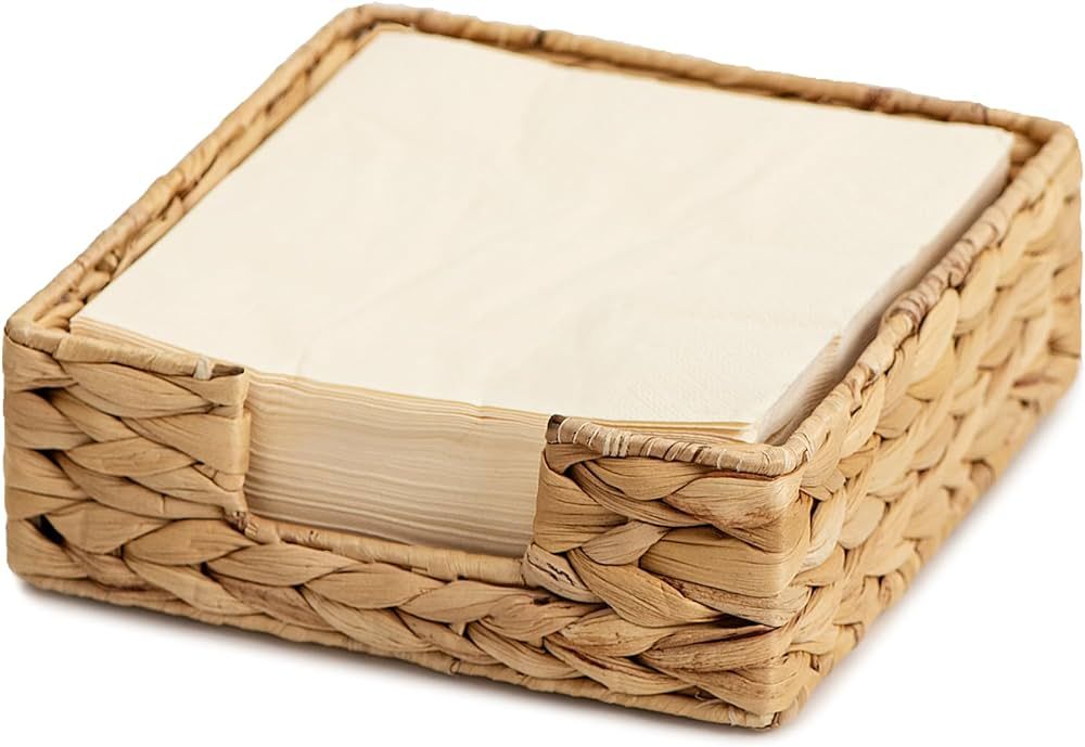 StorageWorks Water Hyacinth Napkin Holder, Wicker Baskets and Serving Tray for Kitchen, Rattan Na... | Amazon (US)