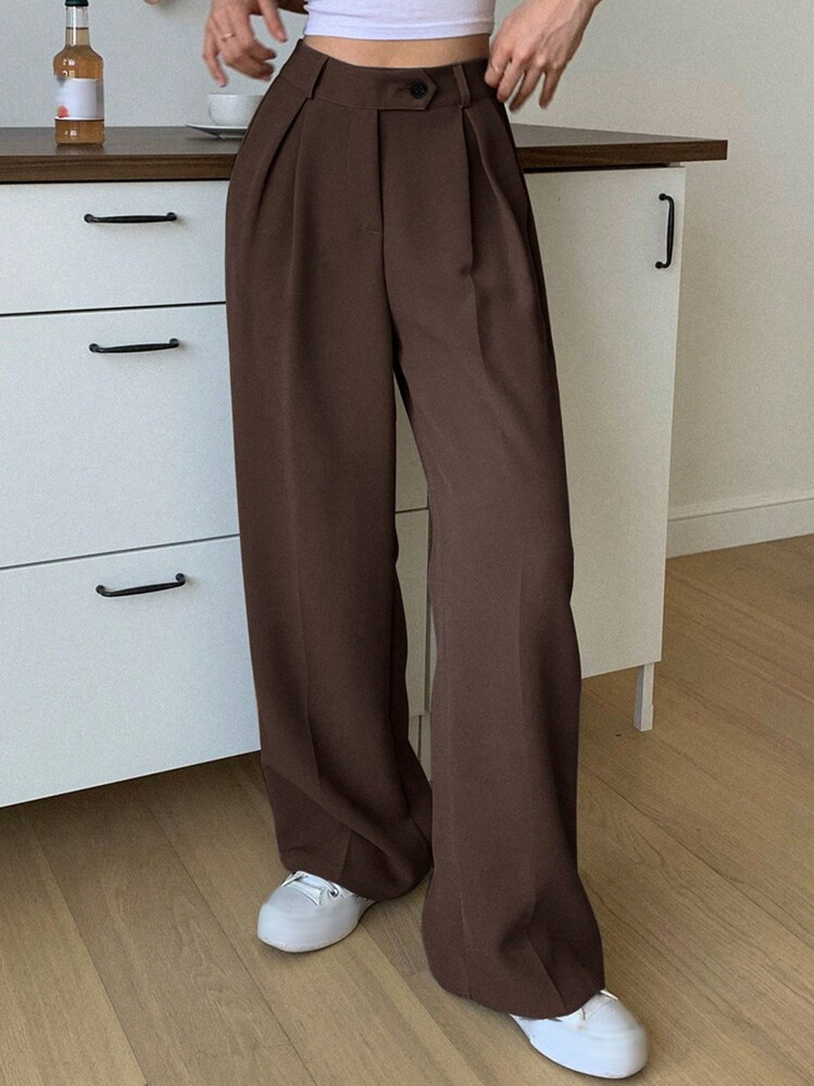 Dazy Brown Trousers | SHEIN