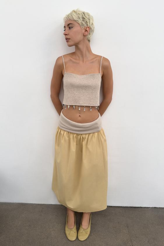 FRINGED CROP TOP WITH BUTTONS | Zara UK