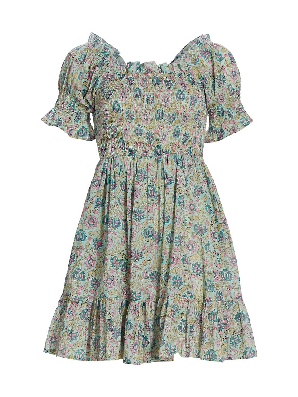 Kiki Cotton Floral Tiered Minidress | Saks Fifth Avenue